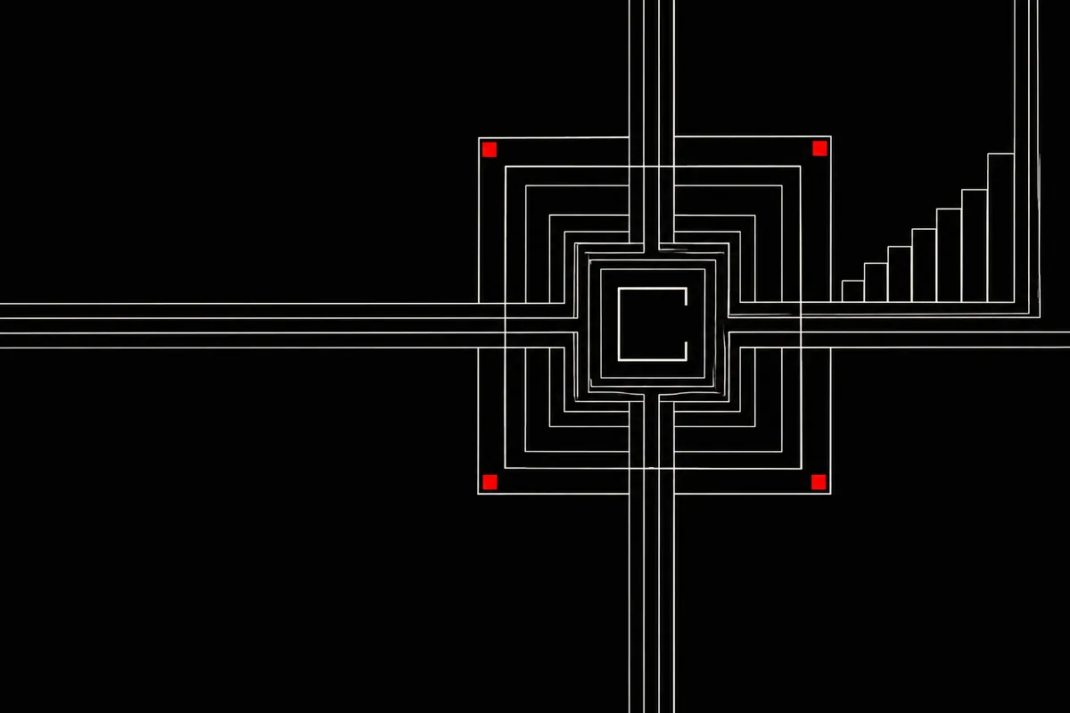 Line illustration of signals radiating from a central bracket