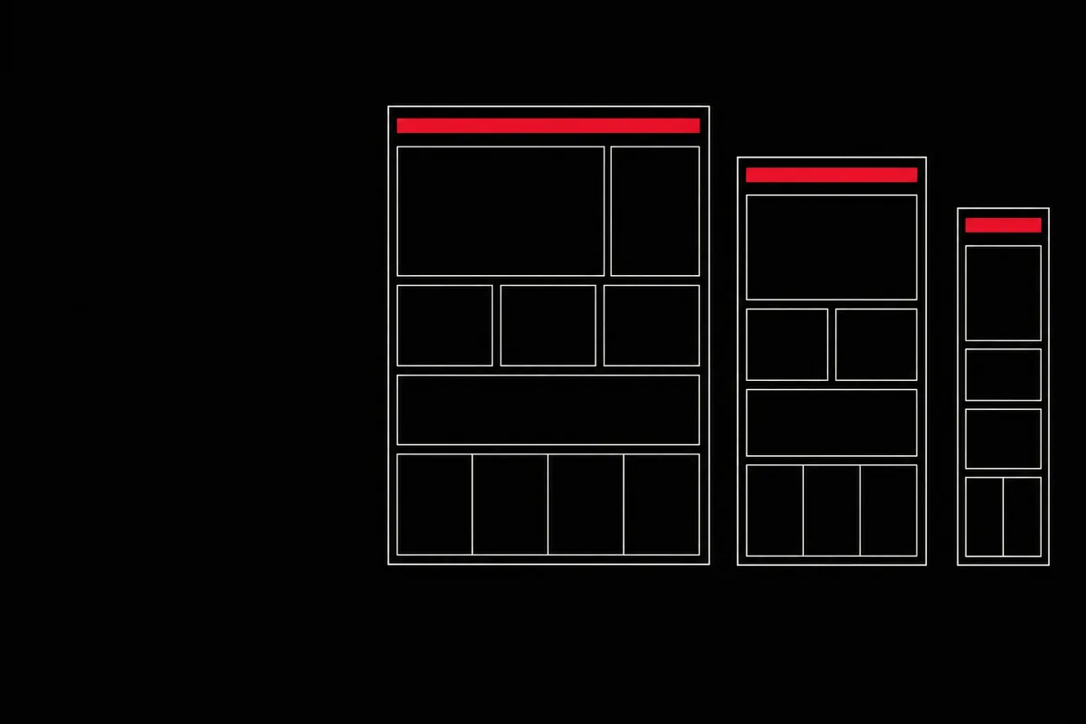 Line illustration of three nested responsive layout frames
